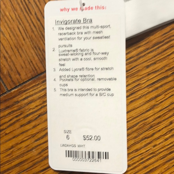 Lululemon Invigorate Bra White Brand New - Picture 3 of 7